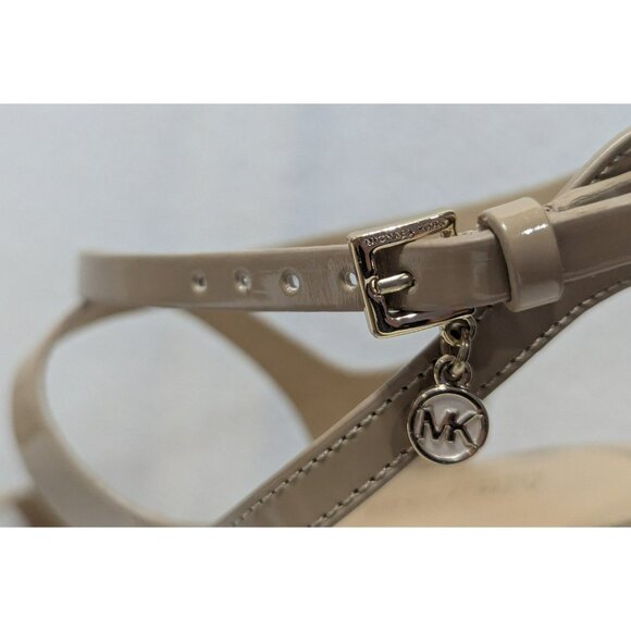Michael Kors Kaylee Mid Heel Patent Strappy Nude Women Size 9 - Picture 5 of 12